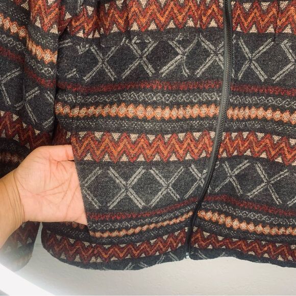 Civil Society Wool Blend Jacket Sherpa Lined Aztec Print Shacket Cabincore Sz L - Picture 5 of 14